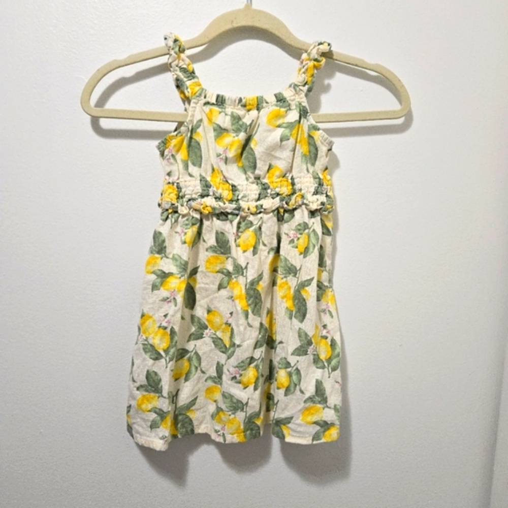 Old Navy 4T Linen Dress Lemon Pattern